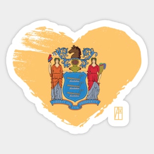 U.S. State - I Love New Jersey - New Jersey Flag Sticker